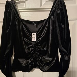 Express Elegant Black Satin Blouse